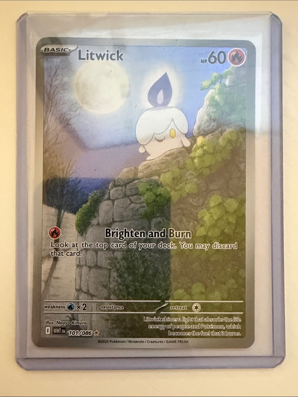 Pokemon Full Art Super Rare Litwick Card - White Flare